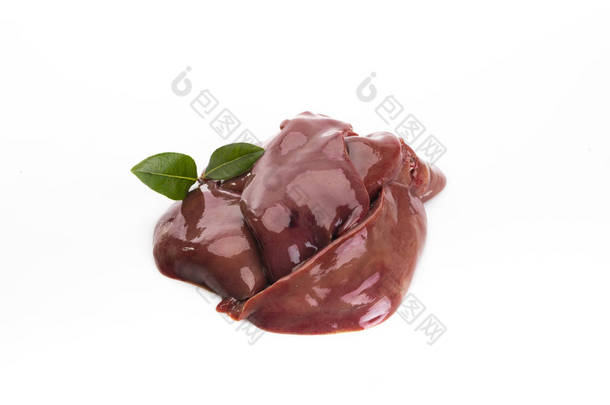 Pork livers isolated on a white background.