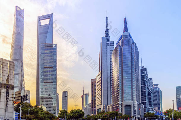 上海陆家嘴的城市建筑景观