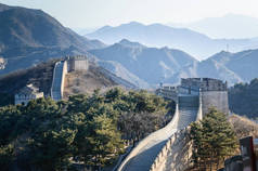 八达岭，中国山墙的全景，奇观世界.
