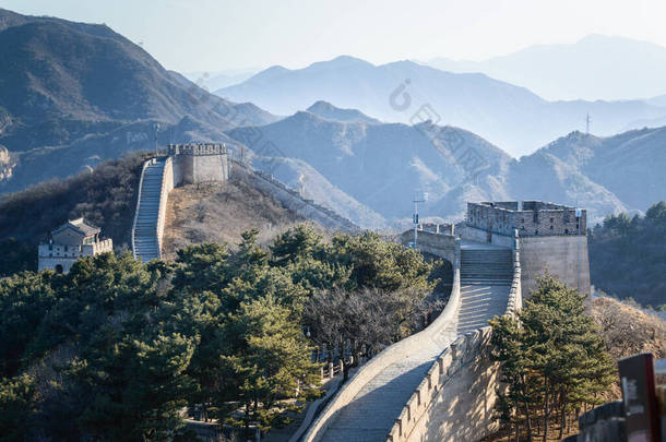 八达岭，<strong>中国山</strong>墙的全景，奇观世界.