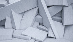 几何背景（现代抽象混凝土） 。3D渲染。景观格式，周围没有人.