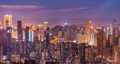 重庆的建筑风景、河流和夜空