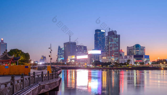 宁波市建筑景观夜景