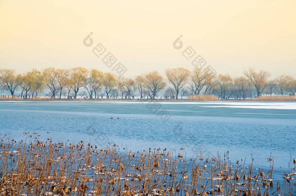 昆明湖西岸秋季，颐和园，中国北京