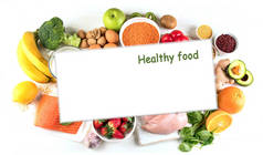 健康食品概念。均衡饮食饮食。天然食物的配搭.