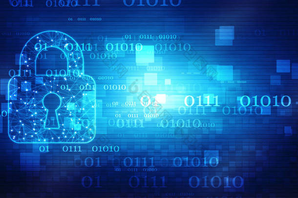 闭锁数字背景,技术安全概念.现代安全数码背景。锁保护系统、网络安全和信息或网络保护