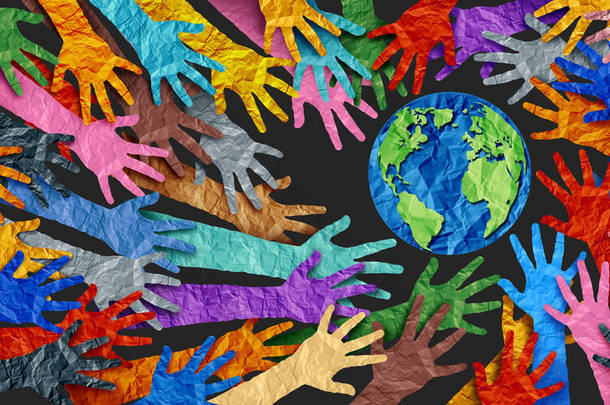 国际多样性或<strong>地球</strong>日和作为多样性概念的国际世界文化，以及作为将<strong>地球</strong>凝聚在一起的不同<strong>之</strong>手的人群合作象征.