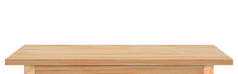 空白的木制台面，白色背景隔离。陈列柜木,用于摆放或展示蒙太奇产品.