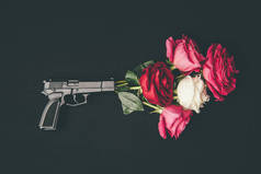 黑玫瑰花花束枪射击
