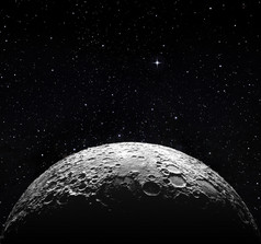 半个月亮表面的星空下空间
