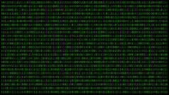 01或二进制数字在计算机屏幕上的黑色显示器背景 metrix, 数字数据代码在黑客或安全技术的概念。抽象例证