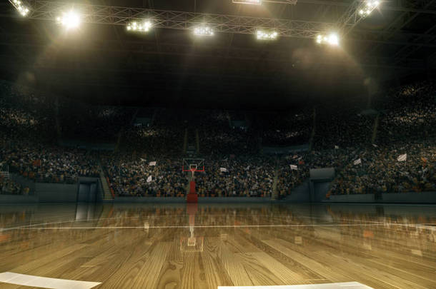 职业<strong>篮球</strong>场与<strong>篮球</strong>圈在3D。论坛与体育迷