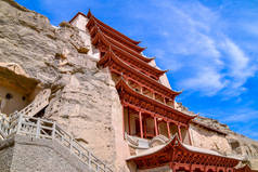 中国敦煌莫高窟世界文化遗产九层楼
