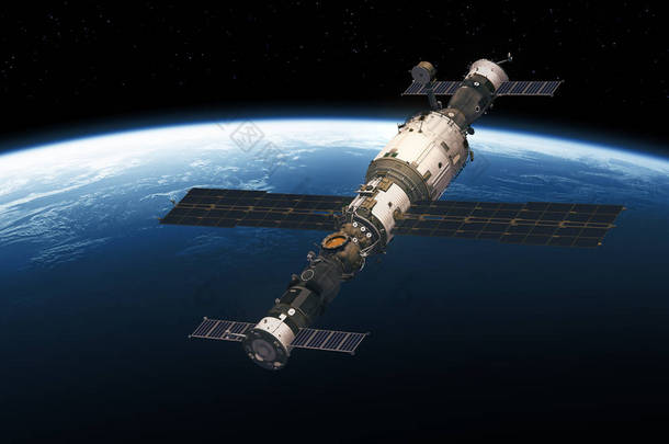 空间站和航天器绕地球轨道运行