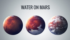 发现了液态水在火星上，伟大的科学发现。这幅图像由美国国家航空航天局提供的元素