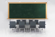 明亮的现代演讲室与黑板, 教育3d 渲染插图模板
