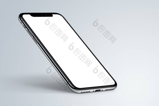 iphone X 10.透视智能手机模型与阴影在光背景