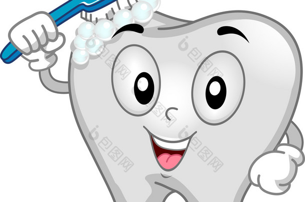 Tooth Mascot Brushing