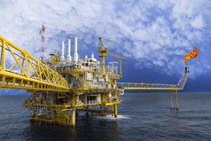 石油和天然气平台或在海湾或海，石油和天然气行业的生产过程中的施工平台