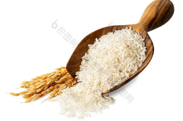 用木勺隔离的米