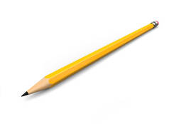 普通的带橡皮的黄色石墨铅笔