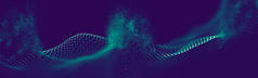 音乐抽象背景蓝色。音乐均衡器, 用音乐波显示声波。未来技术 Hud 元素。连接点和线。带粒子的数字背景 .