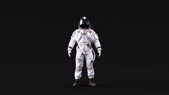 宇航员与Visor和白色宇航服80年代科幻照明前3D插图3D渲染