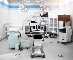 医疗医院内部现代手术室的麻醉设备背景