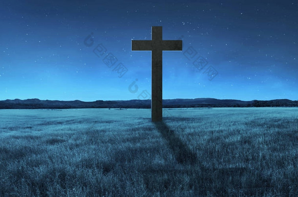 基督教的十字架，在草地上