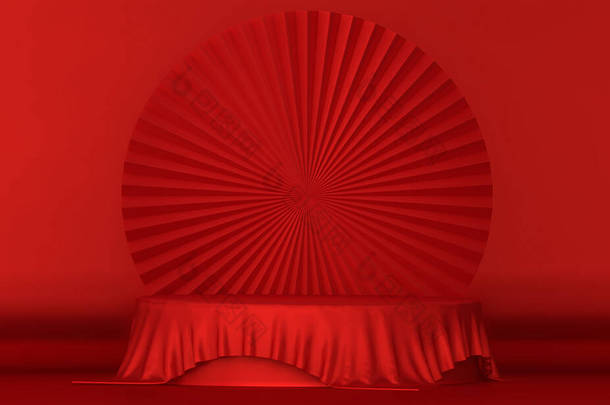 红色舞台装饰适合产品。 3D渲染