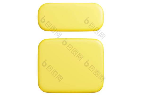 Banner plate 3d render - rectangular shaped yellow plaque with empty space for text for promotion an