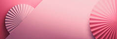 宽而简单的横幅与折叠的圆圈和复制空白的中心位置在鲑鱼粉红色的颜色。3d说明.