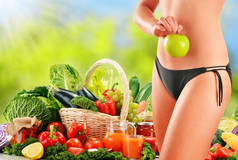 节食。基于原始的有机蔬菜的均衡饮食