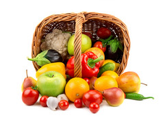 篮子里的水果和蔬菜