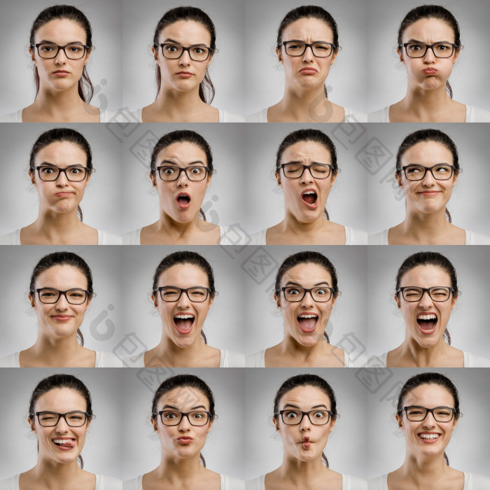 多个人物肖像的不同表情的女人图片-包图网企业站