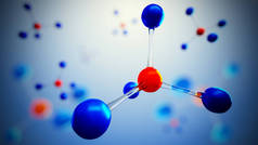 分子模型的三维图。原子与分子科学背景.