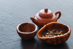 茶壶、 岔河、 碗一套