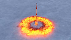 三维图从地下发射井发射一枚洲际弹道导弹