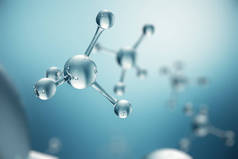 3d 插图分子。原子 bacgkround。横幅或传单的医学背景。分子结构在原子水平上.