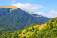 大自然在山里, 风景秀丽, 山景秀丽, 喀尔巴泰山脉, 一座房子在山里.