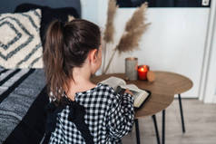 Child pray and read Bible in his room, religious concept