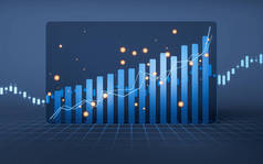 具有企业财务概念的统计图，3D渲染。数字绘图.