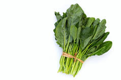 Collard greens on white background.