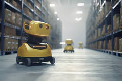 与人工智能驱动的机器人一起体验仓库的未来，确保无缝库存管理和实现过程.