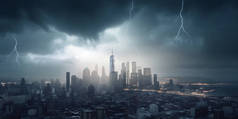 随着银行挤兑的到来，乌云笼罩着城市的天际，雷声和闪电增加了紧张的气氛.