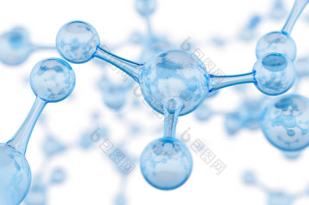 摘要分子设计。原子。化学科学横幅或传单的摘要背景.科学或医学背景。3D渲染说明