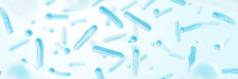 益生菌恢复肠道菌群蓝色。乳酸菌。班纳3d说明.