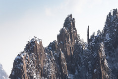 黄山山冬季的雪场景