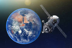 绕地球运行的载人航天器。美国宇航局提供的这张图片的元素