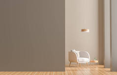 空墙模拟在斯堪的纳维亚风格的内部与扶手椅.